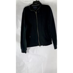 BANANA REPUBLIC Men's Black Rib Stand Collar Zip-Up Long Sleeve Sweater SZ L